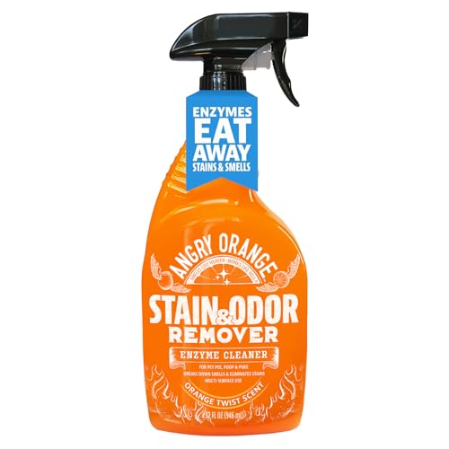 Best Enzyme Cleaner for Cat Urine: Top Picks for Odor Removal 2025 5 Angry Orange Stain Remover - 32oz Enzyme Pet Cleaner - Dog & Cat Urine Destroyer and Stain Remover - Citrus Spray Cleaning Solution - Puppy Supplies