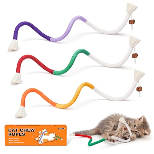 Best Toys for Cats: Top 5 Interactive Fun to Keep Indoor Kitties Happy 4 Potaroma Cat Toys Chew Ropes 3Pcs with Refillable Natural Catnip, Safe Teeth Cleaning Toy for Indoor Kittens, Interactive Cat Nip Kitty Toys for All Breeds 19.5 Inches